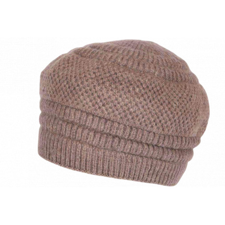Bonnet Béret Marron en Angora Femme Classe Doublure Polaire Angyla BONNETS Nyls Création