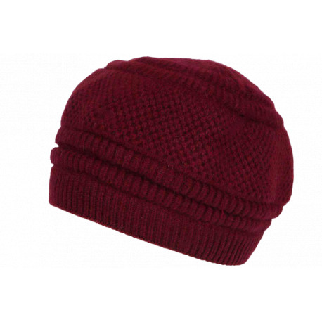Bonnet Béret Bordeaux en Angora Femme Classe Doublure Polaire Angyla BONNETS Nyls Création