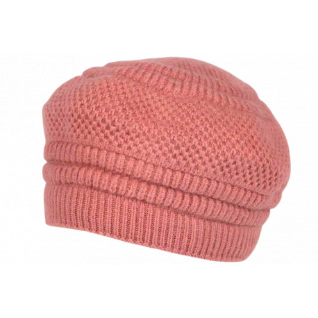Bonnet Béret Rose en Angora Femme Classe Doublure Polaire Angyla BONNETS Nyls Création