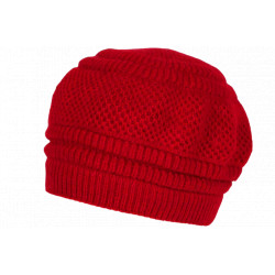Bonnet Béret Rouge en Angora Femme Classe Doublure Polaire Angyla BONNETS Nyls Création
