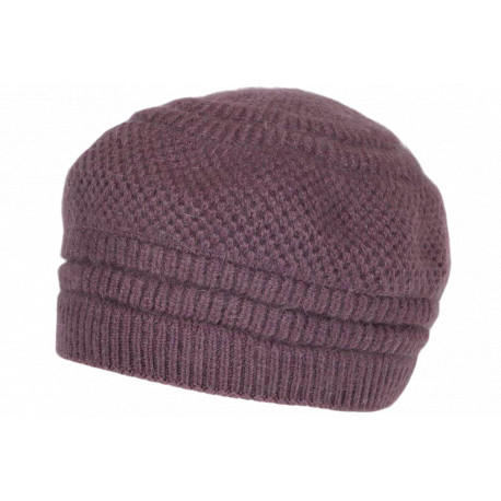 Bonnet Béret Violet en Angora Femme Classe Doublure Polaire Angyla BONNETS Nyls Création