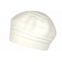 Bonnet Béret Blanc en Angora Femme Classe Doublure Polaire Angyla BONNETS Nyls Création