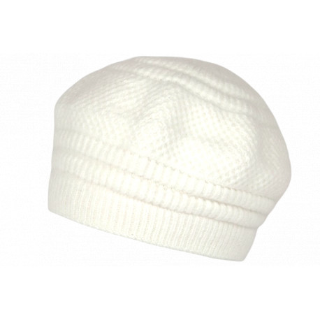 Bonnet Béret Blanc en Angora Femme Classe Doublure Polaire Angyla BONNETS Nyls Création