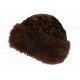 Chapka Bonnet Fourrure Leopard Marron Doublure Polaire Masha BONNETS Nyls Création