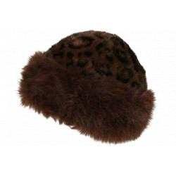 Chapka Bonnet Fourrure Leopard Marron Doublure Polaire Masha BONNETS Nyls Création