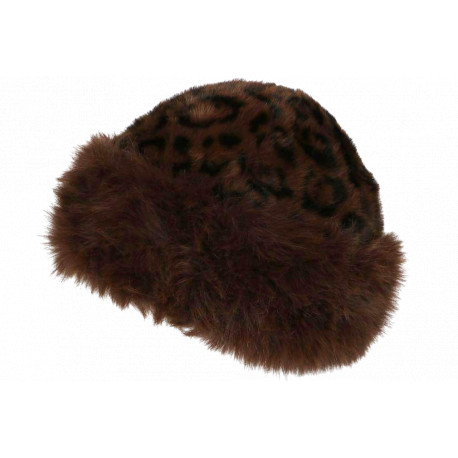 Chapka Bonnet Fourrure Leopard Marron Doublure Polaire Masha BONNETS Nyls Création