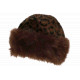 Chapka Bonnet Fourrure Leopard Marron Doublure Polaire Masha BONNETS Nyls Création