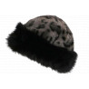 Chapka Bonnet Fourrure Leopard Noire Doublure Polaire Masha