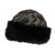 Chapka Bonnet Fourrure Leopard Noire Doublure Polaire Masha BONNETS Nyls Création