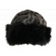 Chapka Bonnet Fourrure Leopard Noire Doublure Polaire Masha BONNETS Nyls Création