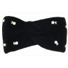 Bandeau en laine noire pour femme avec perles et cristaux Headband Hiver Merry