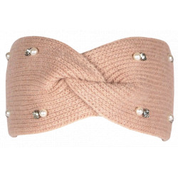 Bandeau en Laine Marron Femme avec Perles et Cristaux Headband Hiver Merry Bandeau Nyls Création