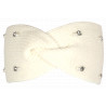 Bandeau en Laine Blanche Femme avec Perles et Cristaux Headband Hiver Merry