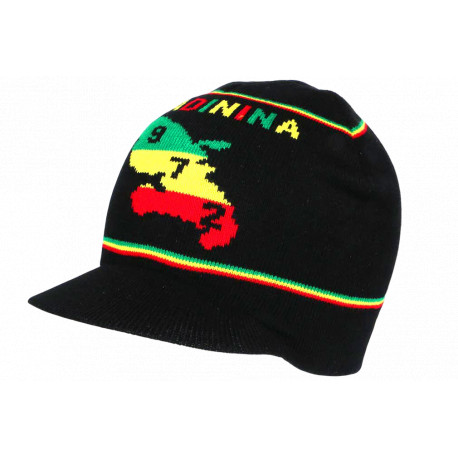 Bonnet Visière Martinique 972 Noir Madinina Look Rasta BONNETS Nyls Création