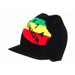 Bonnet Casquette La Réunion 974 Noir en Laine Mode Rasta BONNETS Nyls Création