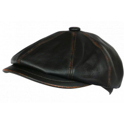 Casquette Gavroche Cuir Marron Classe Vintage Newsboy Wabash Aussie Apparel CASQUETTES Nyls Création