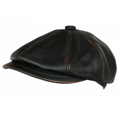 Casquette Gavroche Cuir Marron Classe Vintage Newsboy Wabash Aussie Apparel CASQUETTES Nyls Création