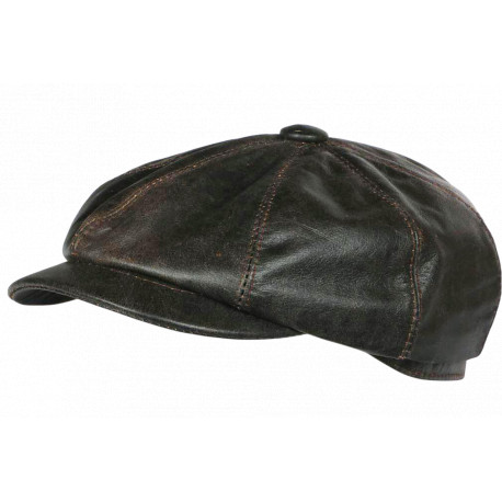 Casquette Gavroche Cuir Marron Rétro Chic Newsboy Cockpit Aussie Apparel CASQUETTES Nyls Création