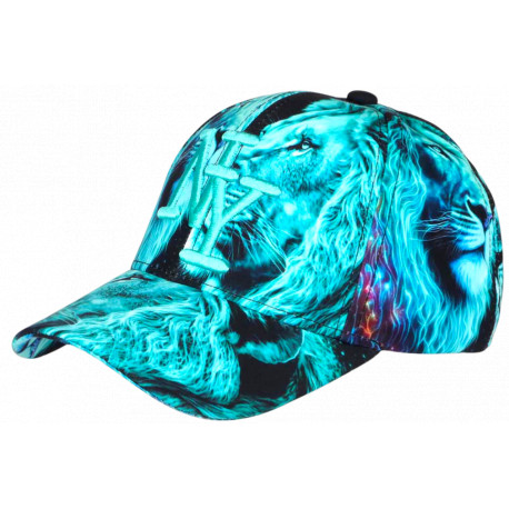 Casquette Enfant Lion Turquoise Originale NY Baseball Wild 7 a 12 ans Casquette Enfant Hip Hop Honour
