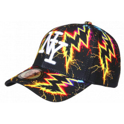 Casquette NY Jaune et Noire Print Eclairs Streetwear Baseball Stormy CASQUETTES Hip Hop Honour