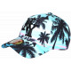 Casquette NY Turquoise et Rose Palmiers Design Tropical Sunset Baseball CASQUETTES Hip Hop Honour