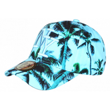 Casquette NY Turquoise Palmiers Noirs Style Tropical Sunset Baseball CASQUETTES Hip Hop Honour