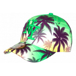 Casquette Enfant Verte et Jaune Palmiers Noirs NY Tropicale Baseball 7 a 12 ans Casquette Enfant Hip Hop Honour