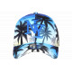 Casquette NY Bleue et Jaune Palmiers Noirs Print Tropical Sunset Baseball CASQUETTES Hip Hop Honour