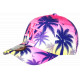 Casquette NY Rose et Bleue Palmiers Fashion Look Tropical Sunset Baseball CASQUETTES Hip Hop Honour
