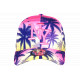 Casquette NY Rose et Bleue Palmiers Fashion Look Tropical Sunset Baseball CASQUETTES Hip Hop Honour