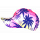 Casquette NY Rose et Bleue Palmiers Fashion Look Tropical Sunset Baseball CASQUETTES Hip Hop Honour