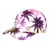 Casquette Enfant Rose Pastel Palmiers Violets NY Tropicale Baseball 7 a 12 ans