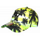 Casquette NY Jaune et Verte Palmiers Noirs Print Tropical Sunset Baseball CASQUETTES Hip Hop Honour