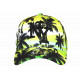 Casquette NY Jaune et Verte Palmiers Noirs Print Tropical Sunset Baseball CASQUETTES Hip Hop Honour
