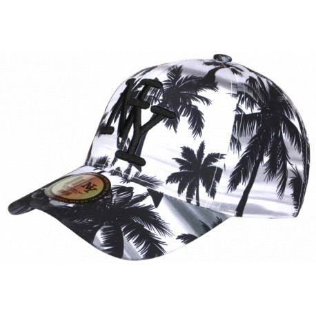 Casquette NY Palmiers Blanche et Noire Print Tropical Design Streetwear Hawaï CASQUETTES Hip Hop Honour