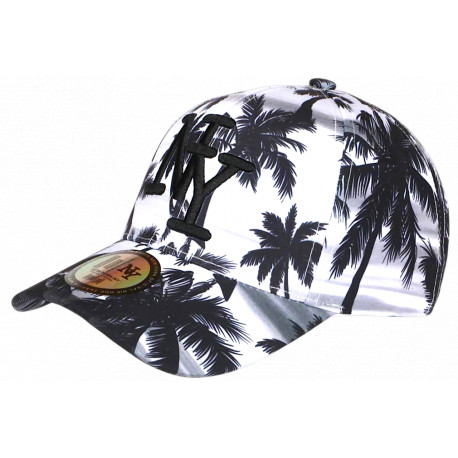 Casquette Enfant Palmiers Blanche et Noire Tropicale NY Baseball Sunrise 6 a 12 ans Casquette Enfant Hip Hop Honour