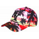 Casquette Enfant Palmiers Rouge et Rose Tropicale NY Baseball Sunrise 6 a 12 ans Casquette Enfant Hip Hop Honour