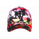 Casquette Enfant Palmiers Rouge et Rose Tropicale NY Baseball Sunrise 6 a 12 ans Casquette Enfant Hip Hop Honour