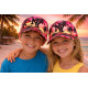 Casquette Enfant Palmiers Rouge et Rose Tropicale NY Baseball Sunrise 6 a 12 ans Casquette Enfant Hip Hop Honour
