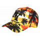 Casquette NY Palmiers Orange et Jaune Look Tropical Design Streetwear Hawaï CASQUETTES Hip Hop Honour
