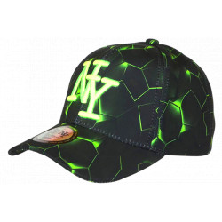Casquette Enfant NY Verte Fluo Motif Géométrique Noir Streetwear 7 à 12 ans Garçon Fille Casquette Enfant Hip Hop Honour