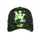 Casquette Enfant NY Verte Fluo Motif Géométrique Noir Streetwear 7 à 12 ans Garçon Fille Casquette Enfant Hip Hop Honour