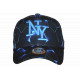 Casquette NY Bleue et Noire Géométrique Streetwear Originale Baseball Neon CASQUETTES Hip Hop Honour