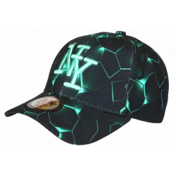 Casquette NY Turquoise et Noire Géométrique Streetwear Originale Baseball Neon CASQUETTES Hip Hop Honour