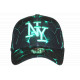 Casquette Enfant NY Turquoise Motif Géométrique Noir Streetwear 7 à 12 ans Garçon Fille Casquette Enfant Hip Hop Honour