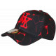 Casquette NY Rouge et Noire Géométrique Streetwear Originale Baseball Neon CASQUETTES Hip Hop Honour