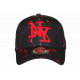 Casquette NY Rouge et Noire Géométrique Streetwear Originale Baseball Neon CASQUETTES Hip Hop Honour