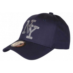 Casquette NY Bleue Strass Paillettes Fashion Tendance Basebal Stazky CASQUETTES Hip Hop Honour