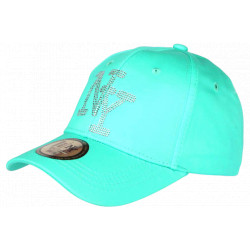 Casquette NY Turquoise Strass Paillettes Fashion Tendance Basebal Stazky CASQUETTES Hip Hop Honour