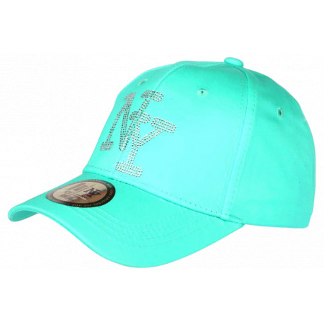 Casquette NY Turquoise Strass Paillettes Fashion Tendance Basebal Stazky CASQUETTES Hip Hop Honour